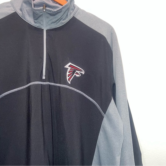 Antigua Atlanta Falcons NFL Black Gray Quarter Zip Jacket Size Large Embroidery - Picture 2 of 9